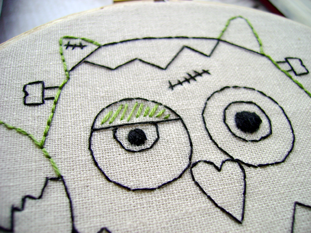 Embroidery PDF Pattern Frankenstein Owl Halloween Design