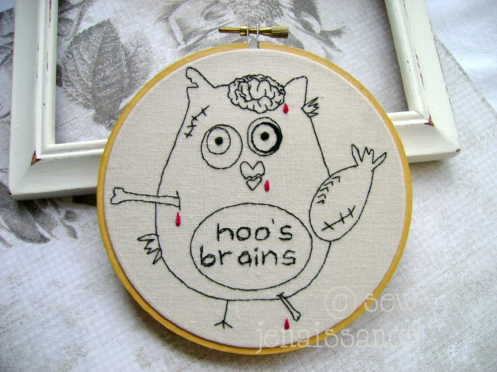 Embroidery PDF Pattern Zombie Owl